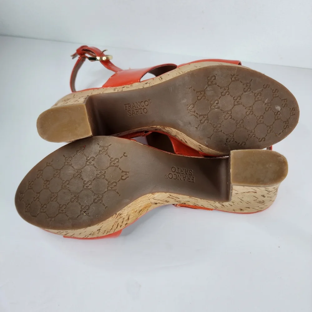 FRANCO SARTO Orange Platform Heels.